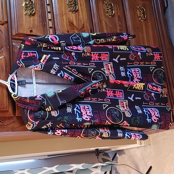 Graffiti Pop Art Neon Sushi Women's Jacket/Blazer Size Large - Picture 3 of 8